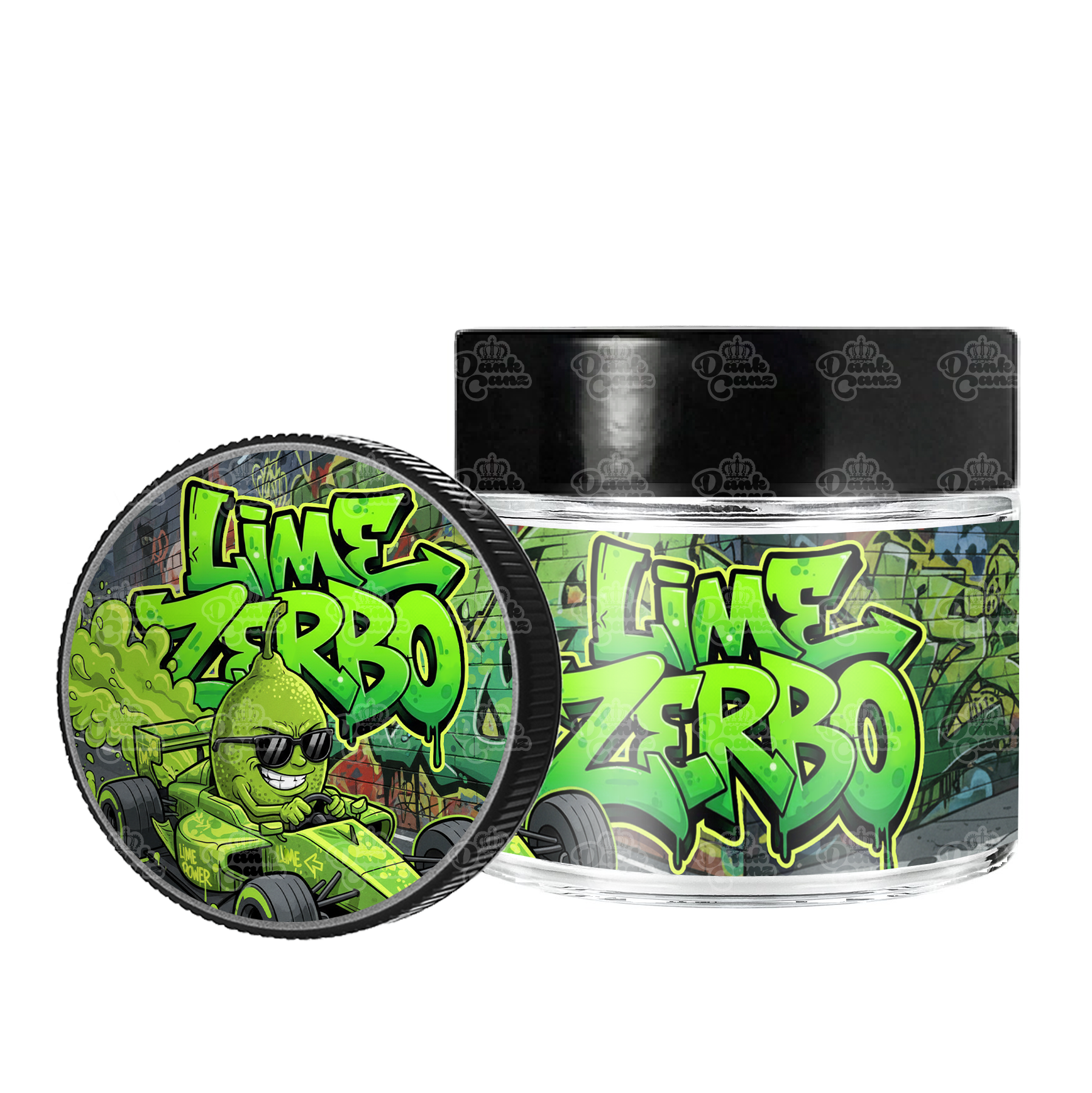 Lime Zerbo 3.5g/60ml Glass Jars - Labelled - DC Packaging Custom Cannabis Packaging