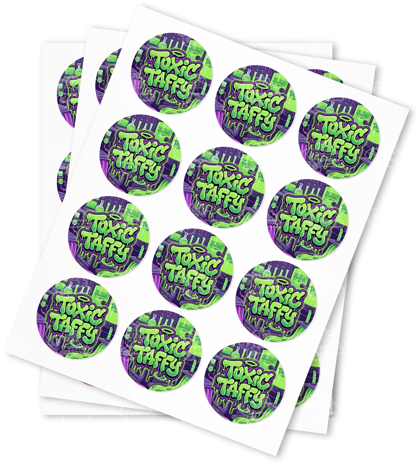Toxic Taffy Strain Stickers - DC Packaging Custom Cannabis Packaging