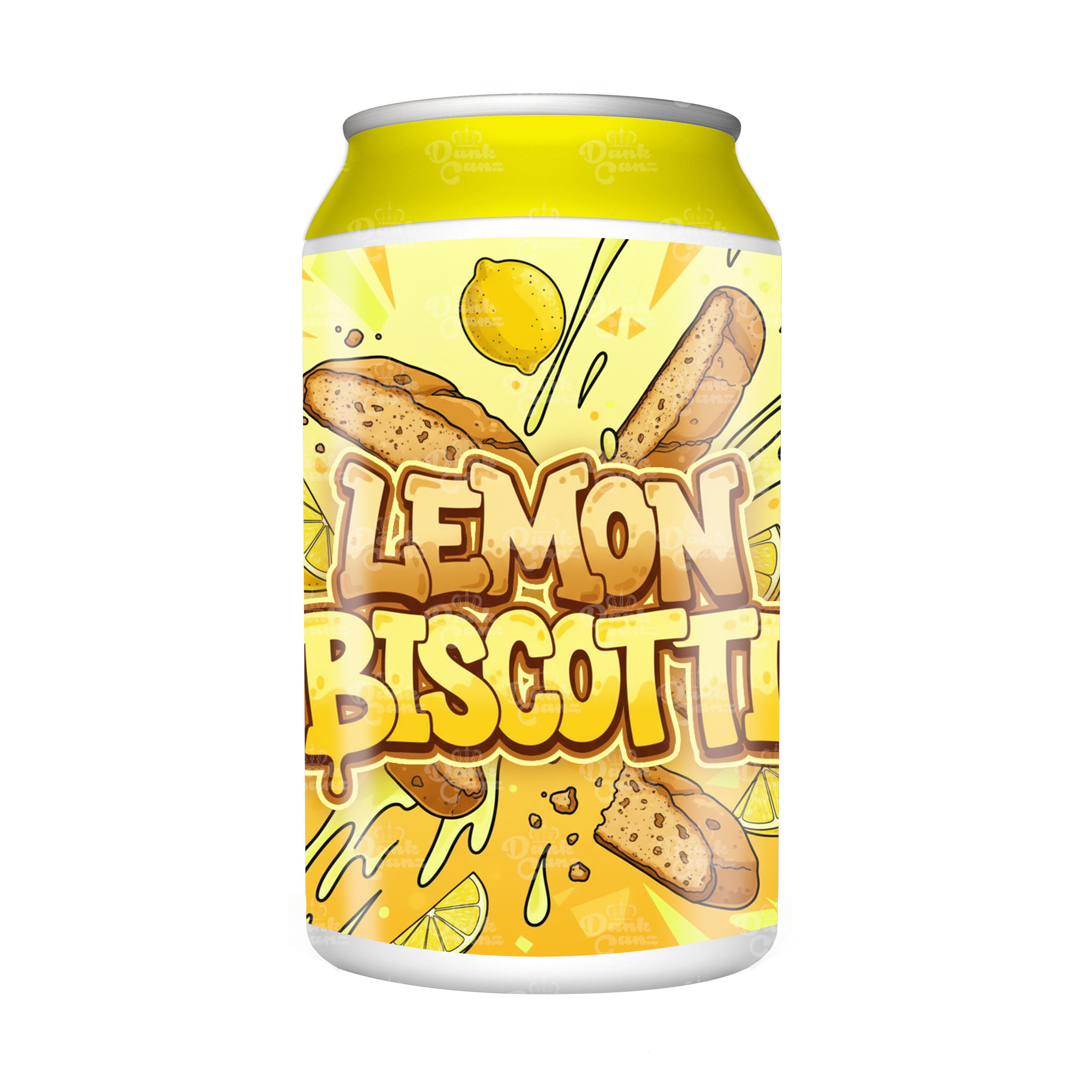 Lemon Biscotti 3.5g Plastic Soda Cans - DC Packaging Custom Cannabis Packaging