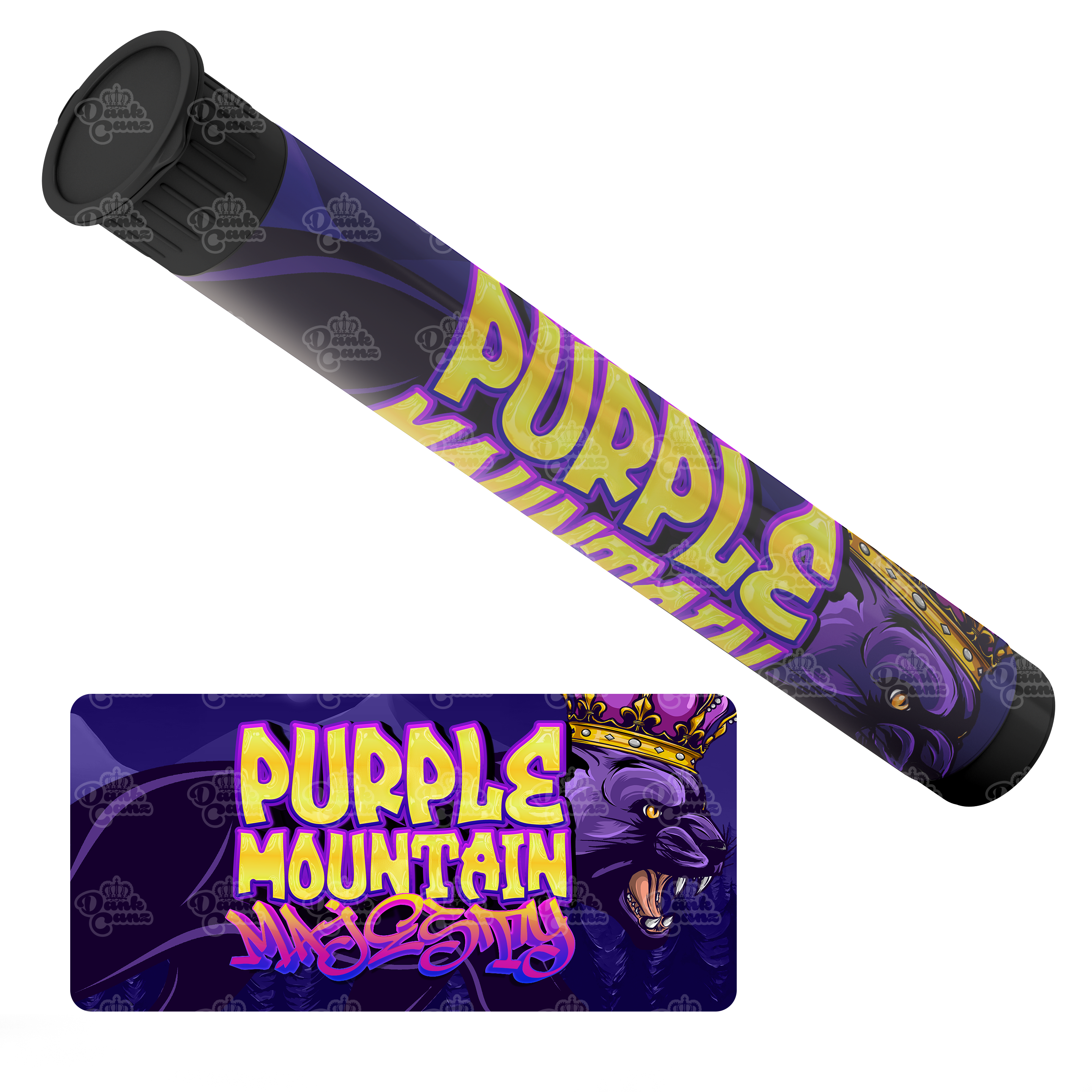 Purple Mountain Majesty Pre Roll Tubes - Labelled - DC Packaging Custom Cannabis Packaging