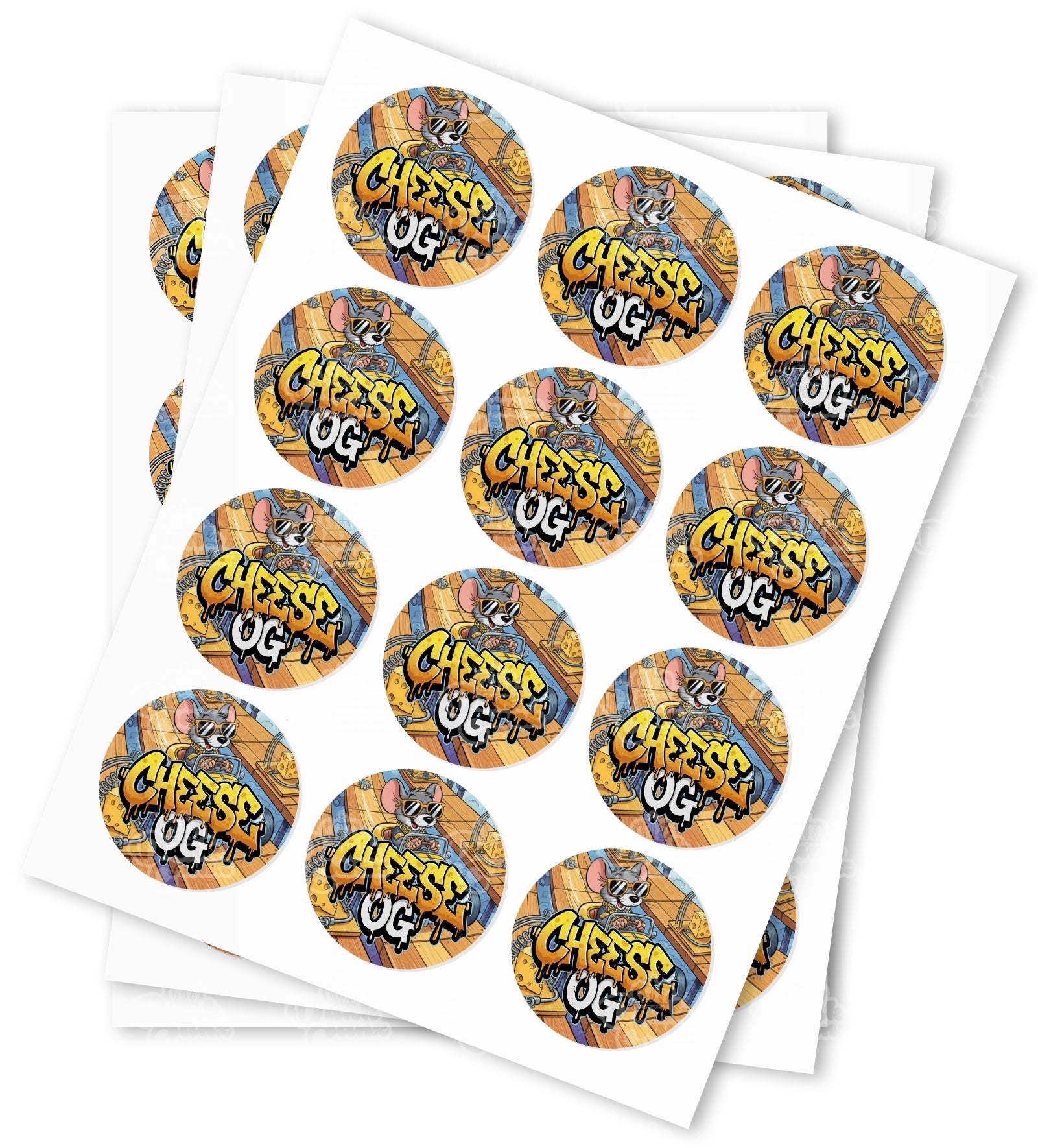 Cheese OG Strain Stickers - DC Packaging Custom Cannabis Packaging