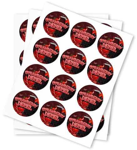 Strawberry Diesel Strain Stickers - DC Packaging Custom Cannabis Packaging