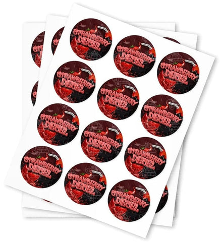 Strawberry Diesel Strain Stickers - DC Packaging Custom Cannabis Packaging