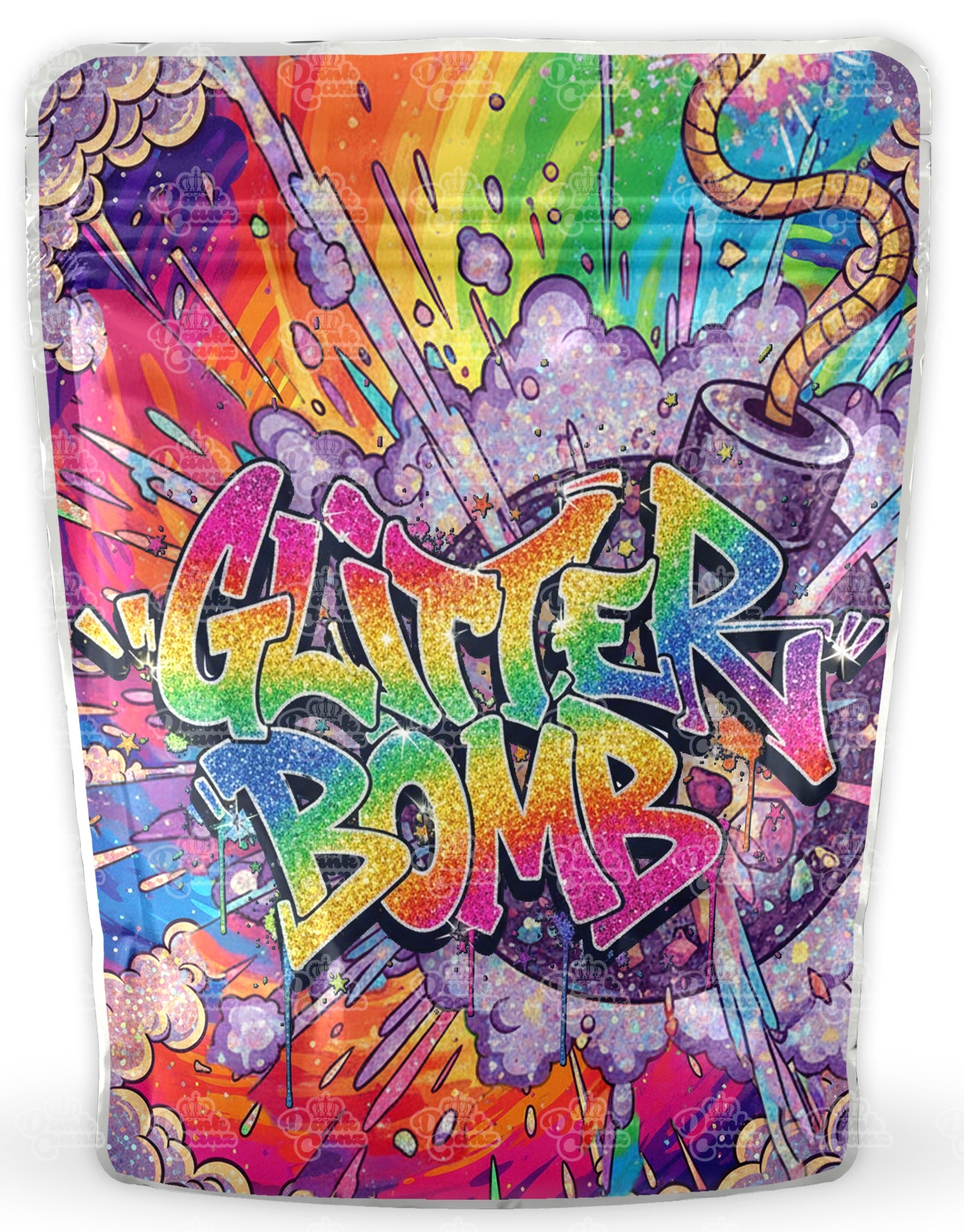 Glitter Bomb Mylar Bags - DC Packaging Custom Cannabis Packaging