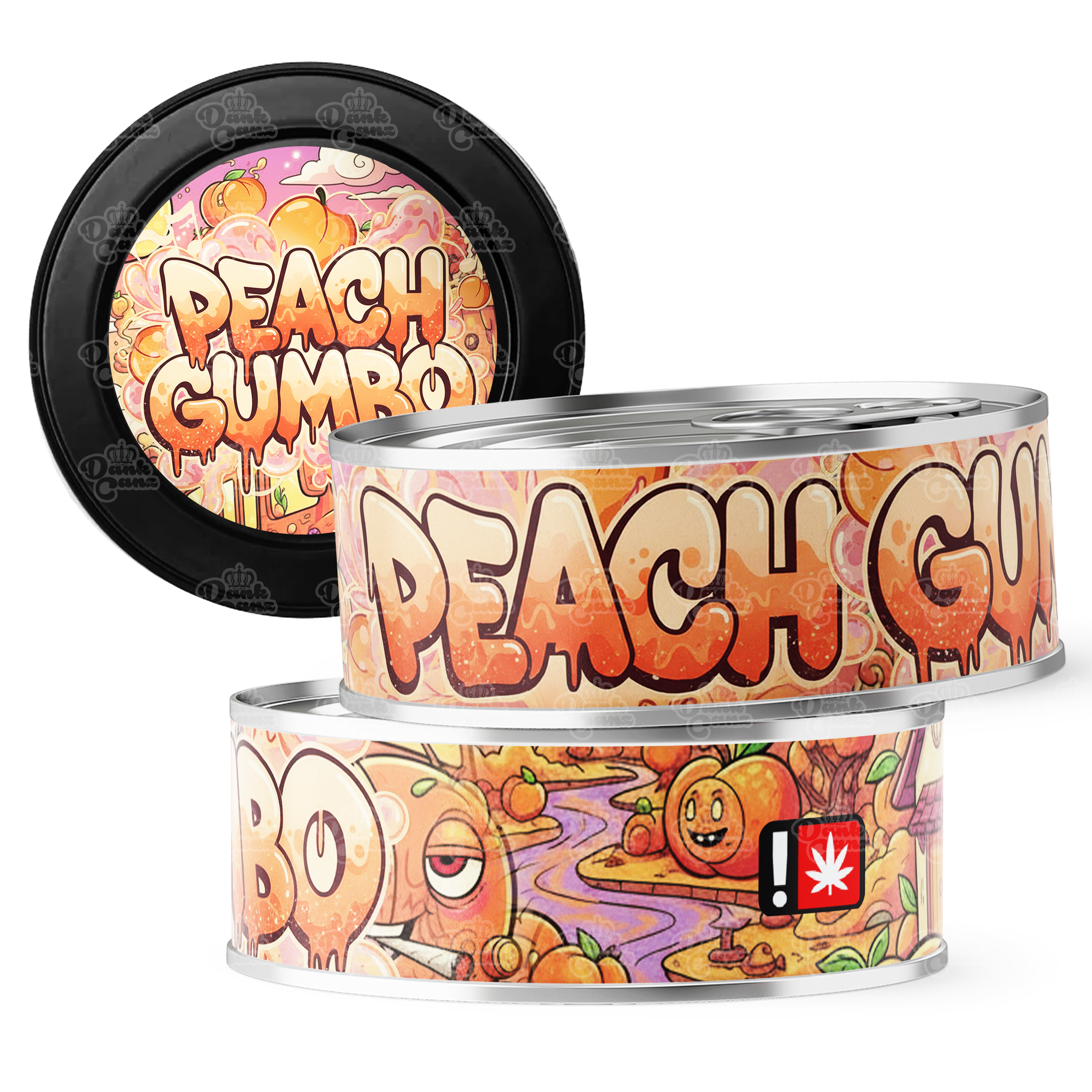 Peach Gumbo 3.5g Self Seal Tins - DC Packaging Custom Cannabis Packaging