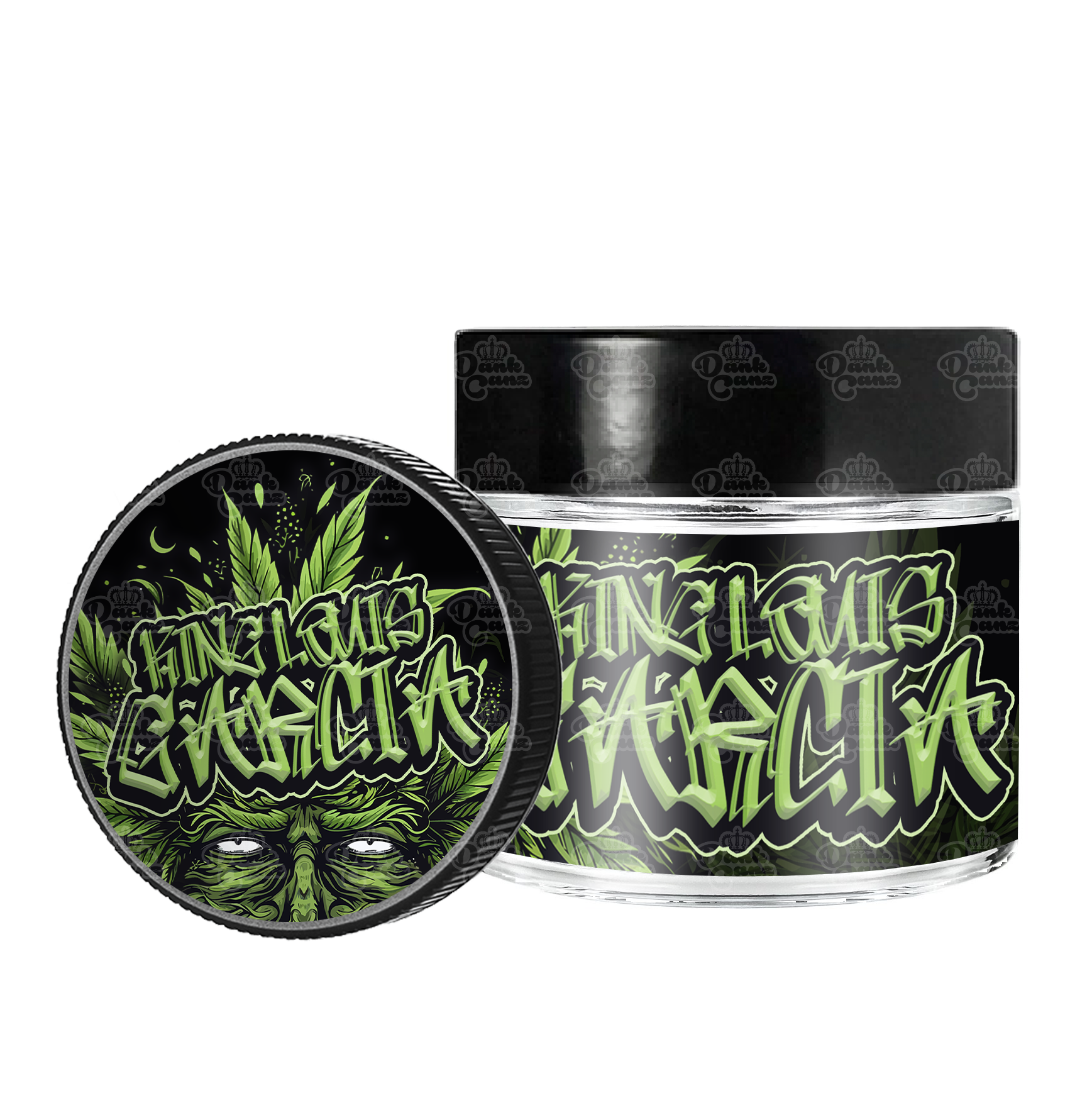 King Louis Garcia 3.5g/60ml Glass Jars - Labelled - DC Packaging Custom Cannabis Packaging