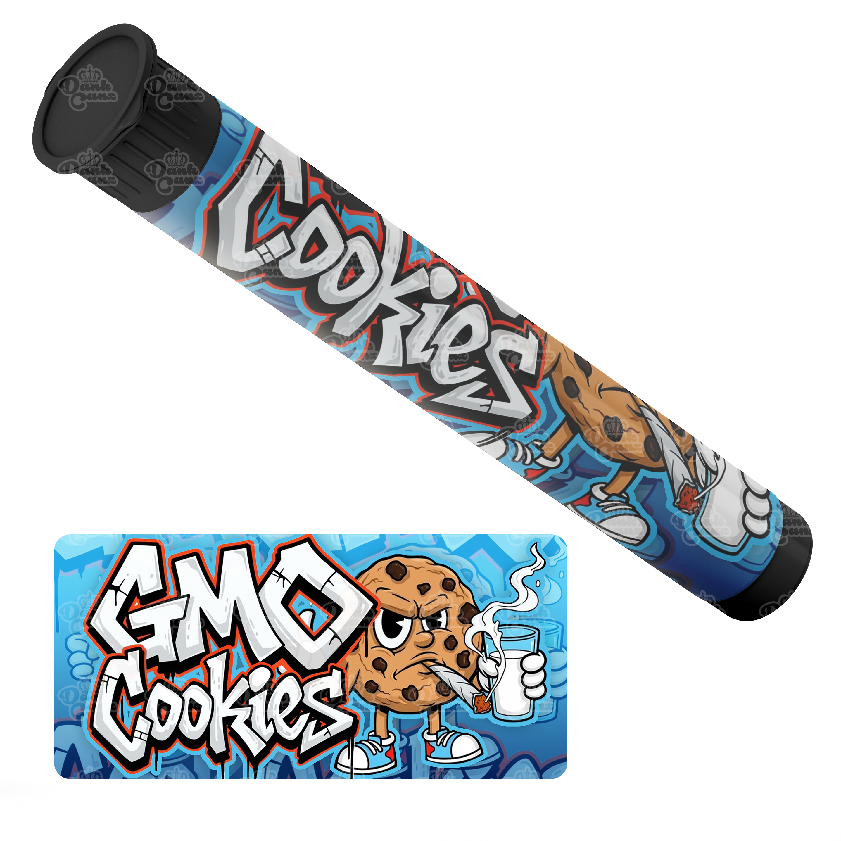 GMO Cookies Pre Roll Tubes - Labelled - DC Packaging Custom Cannabis Packaging