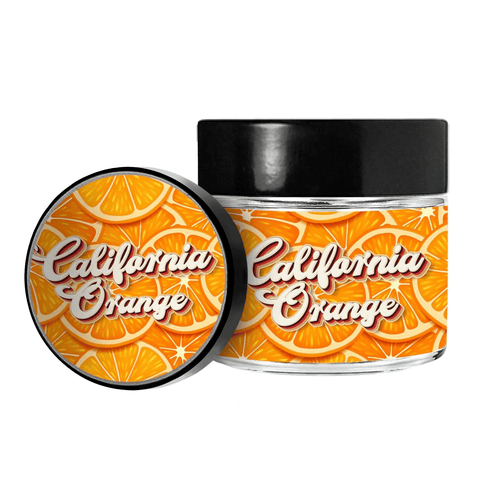 California Orange 3.5g/60ml Glass Jars - Pre Labelled