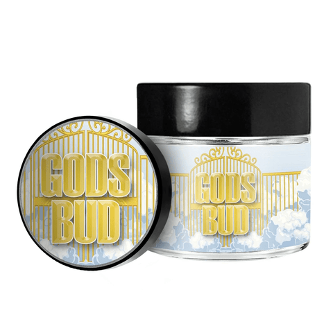 Gods Bud 3.5g/60ml Glass Jars - Pre Labelled