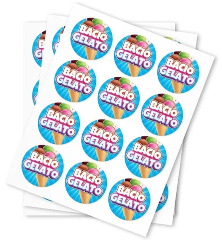 Bacio Gelato Stickers - DC Packaging Custom Cannabis Packaging