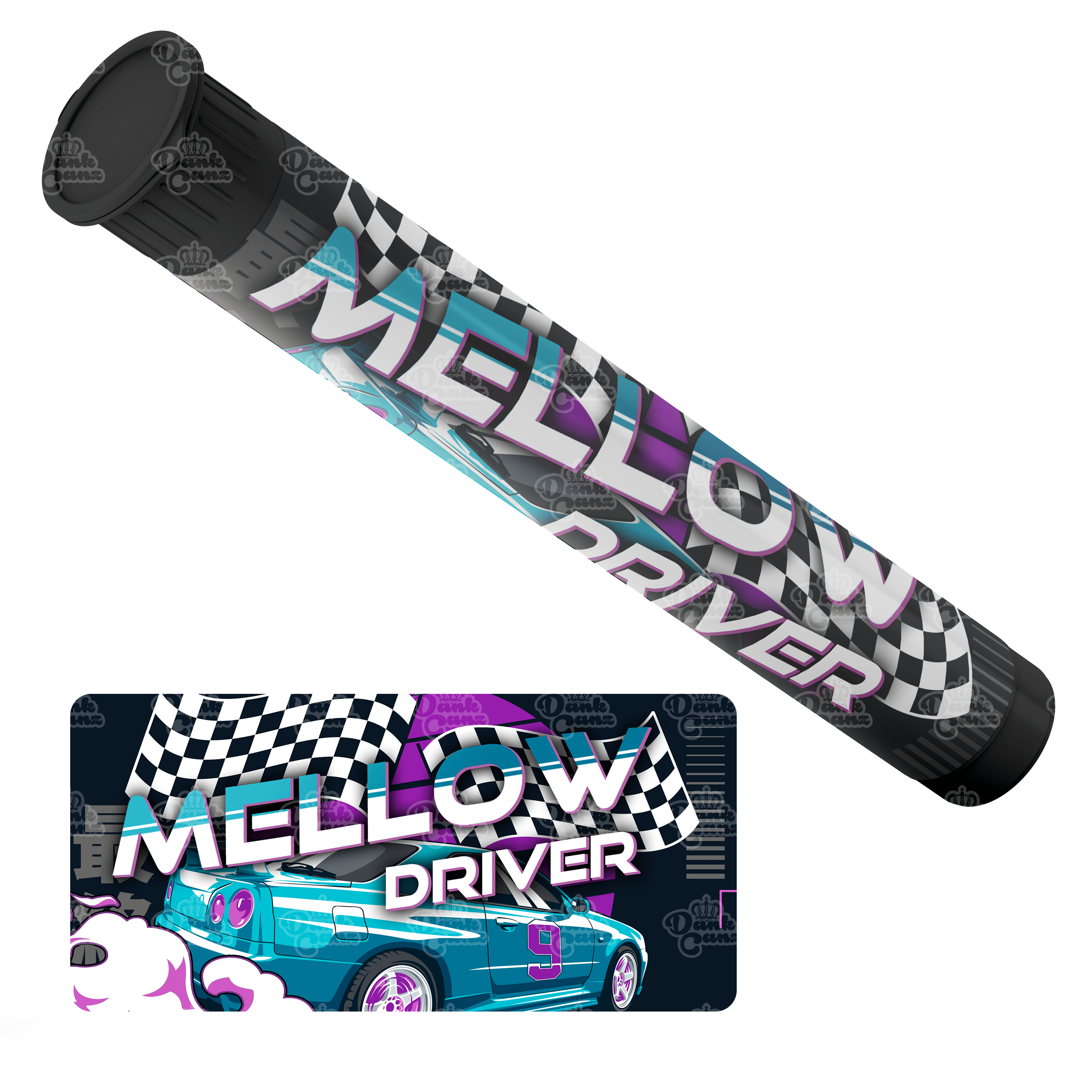 Mellow Driver Pre Roll Tubes - Labelled - DC Packaging Custom Cannabis Packaging