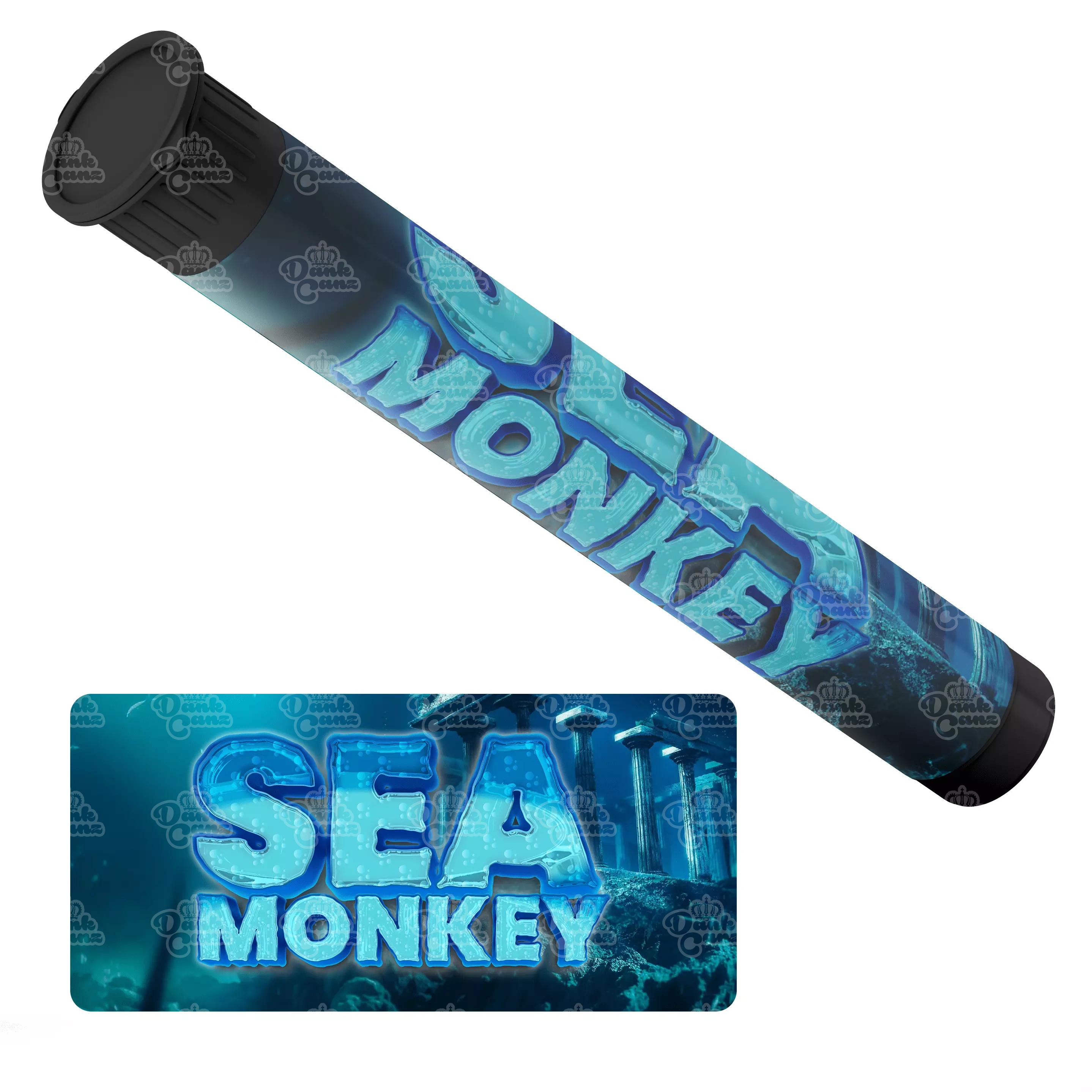 Sea Monkey Pre Roll Tubes - Labelled - DC Packaging Custom Cannabis Packaging