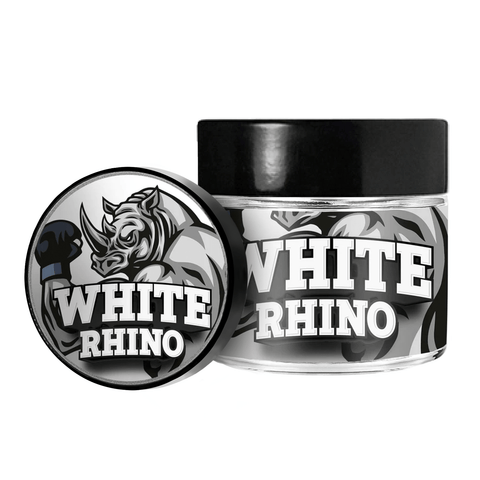 White Rhino 3.5g/60ml Glass Jars - Pre Labelled