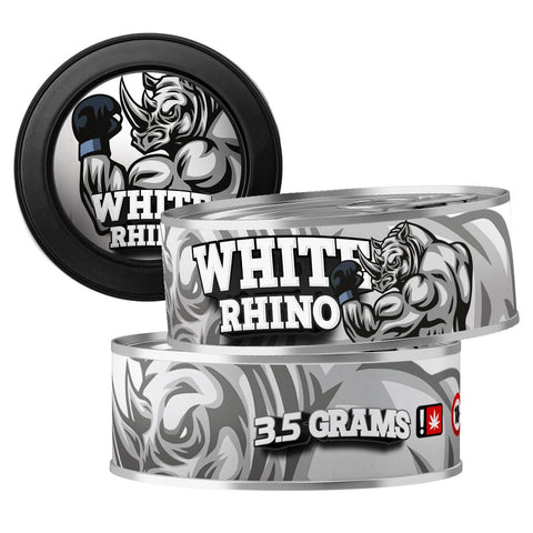 White Rino 3.5g Self Seal Tins
