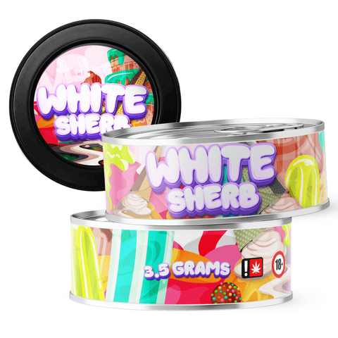 White Sherb 3.5g Self Seal Tins