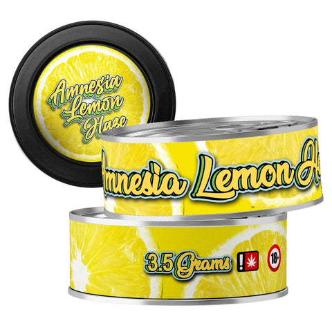 Amnesia Lemon Haze 3.5g Self Seal Tins - DC Packaging Custom Cannabis Packaging