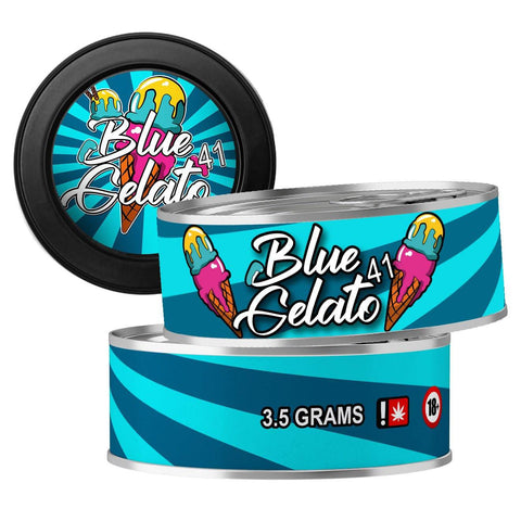 Blue Gelato 41 3.5g Self Seal Tins - DC Packaging Custom Cannabis Packaging