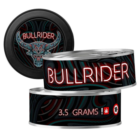 Bullrider 3.5g Self Seal Tins - DC Packaging Custom Cannabis Packaging