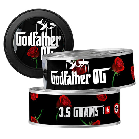Godfather OG 3.5g Self Seal Tins - DC Packaging Custom Cannabis Packaging