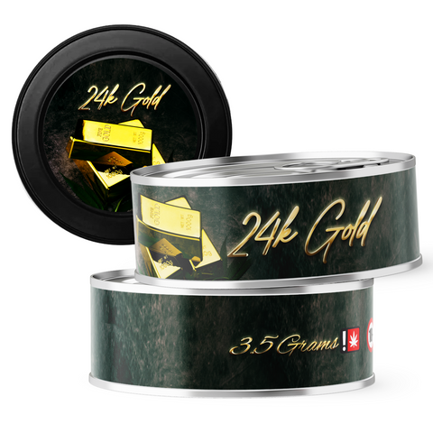 24k Gold 3.5g Self Seal Tins - DC Packaging Custom Cannabis Packaging