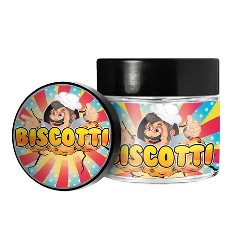 Biscotti 3.5g/60ml Glass Jars - Pre Labelled