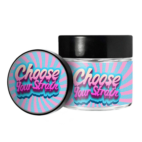 Choose Your Strain 3.5g/60ml Glass Jars - Pre Labelled