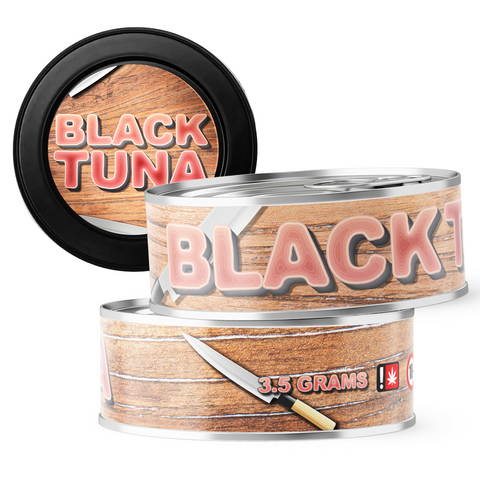 Black Tuna 3.5g Self Seal Tins - DC Packaging Custom Cannabis Packaging