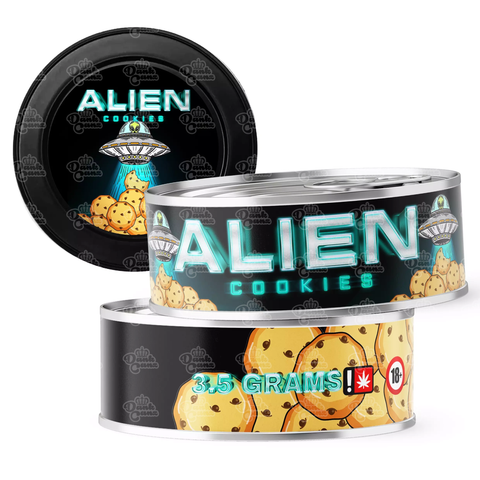 Alien Cookies 3.5g Self Seal Tins - DC Packaging Custom Cannabis Packaging